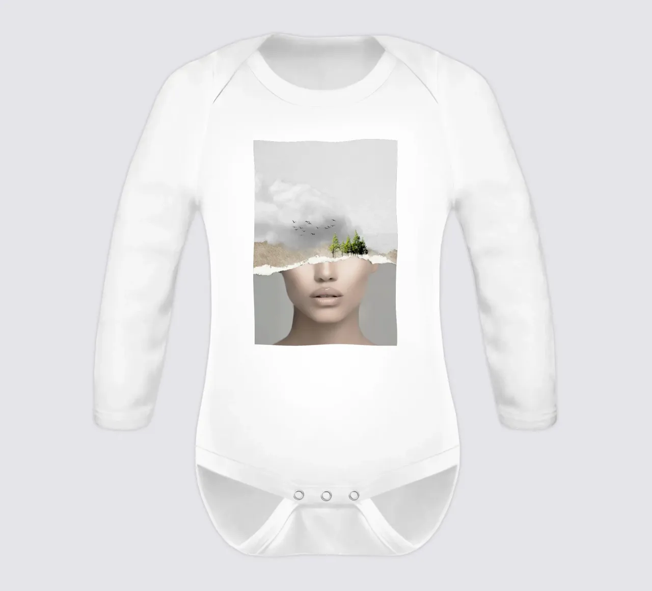 MINIMAL COLLAGE SILENCE3 long-sleeve baby romper by dada22