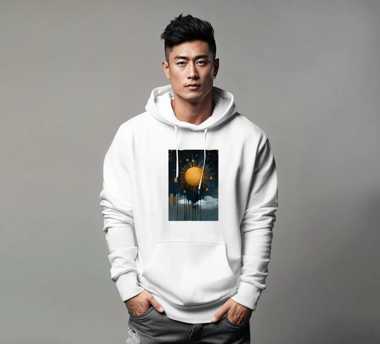Sole e nuvole celesti felpa con cappuccio da IamHomeStudio