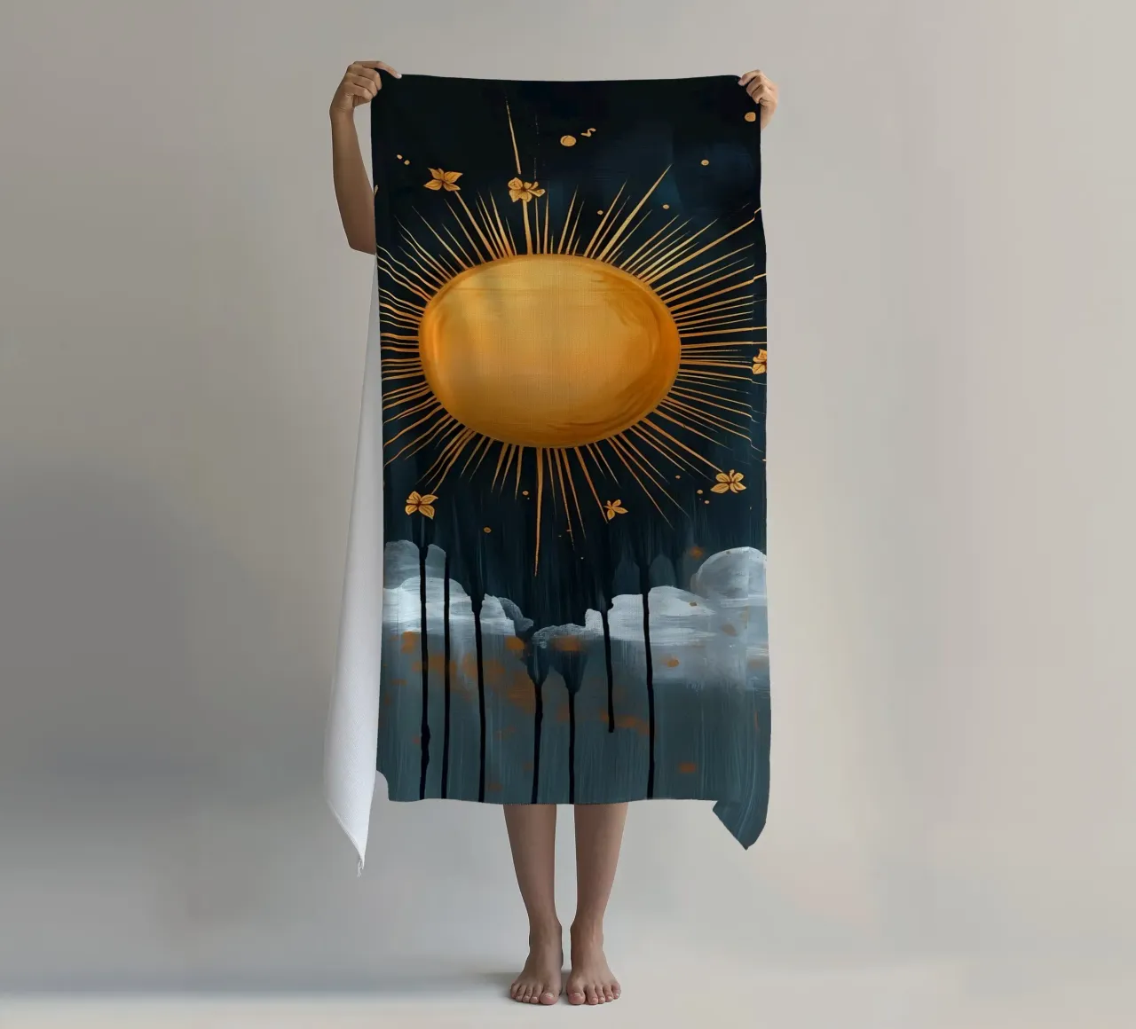 Sole e nuvole celesti telo mare da IamHomeStudio
