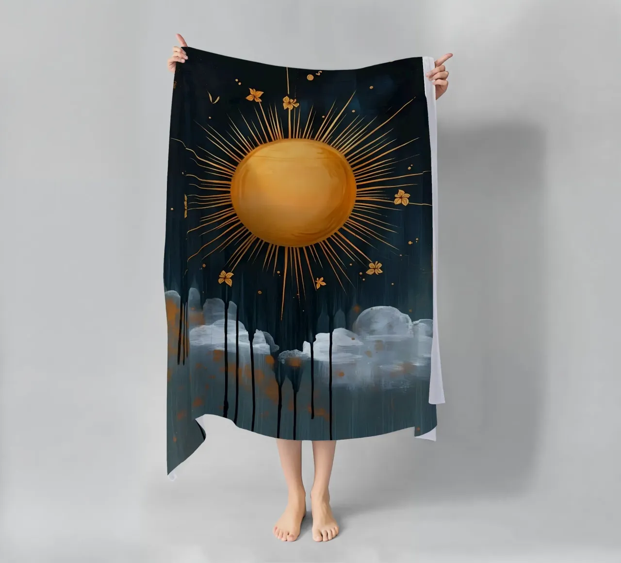 Sole e nuvole celesti telo mare da IamHomeStudio