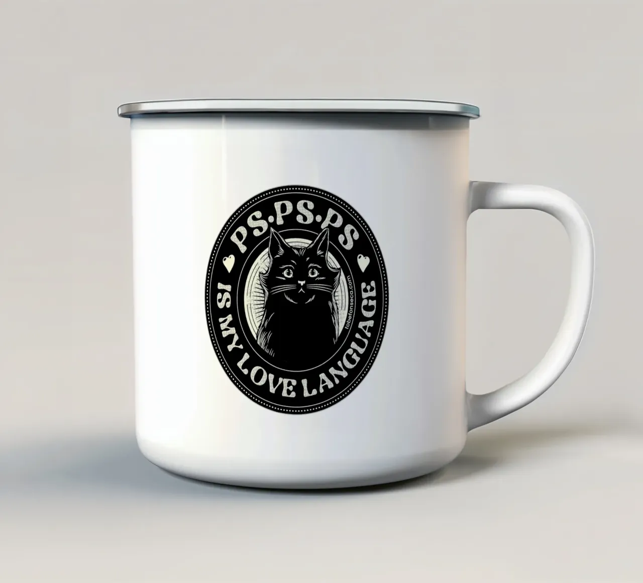 PSPSPS è il mio linguaggio d'amore gatto tazza in smalto da Tobe Fonseca