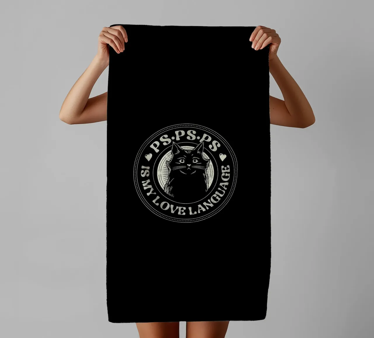 PSPSPS Is My Love Language Cat towel by Tobe Fonseca