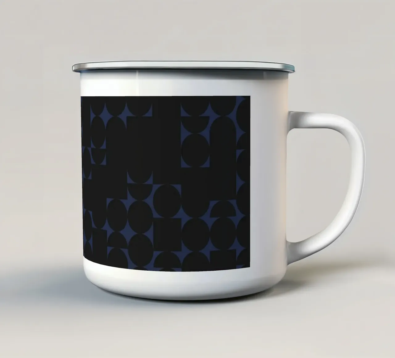 Stampa d'arte moderna geometrica nero su marina tazza in smalto da kookiepixel