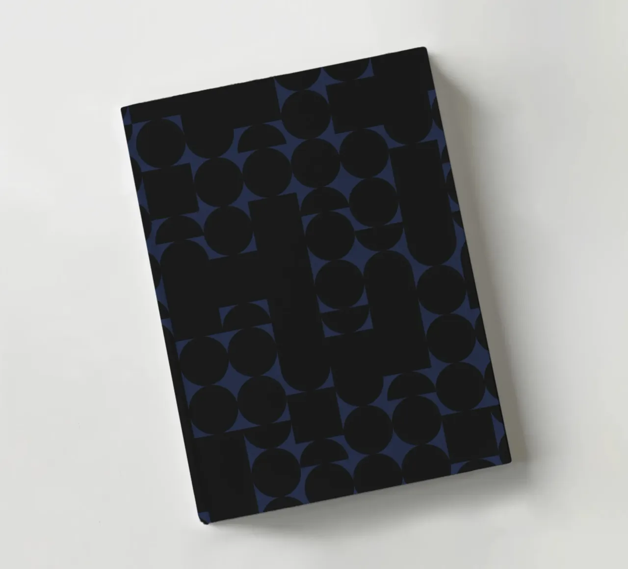 Geometric Black on Navy Modern Art Print notebook by kookiepixel