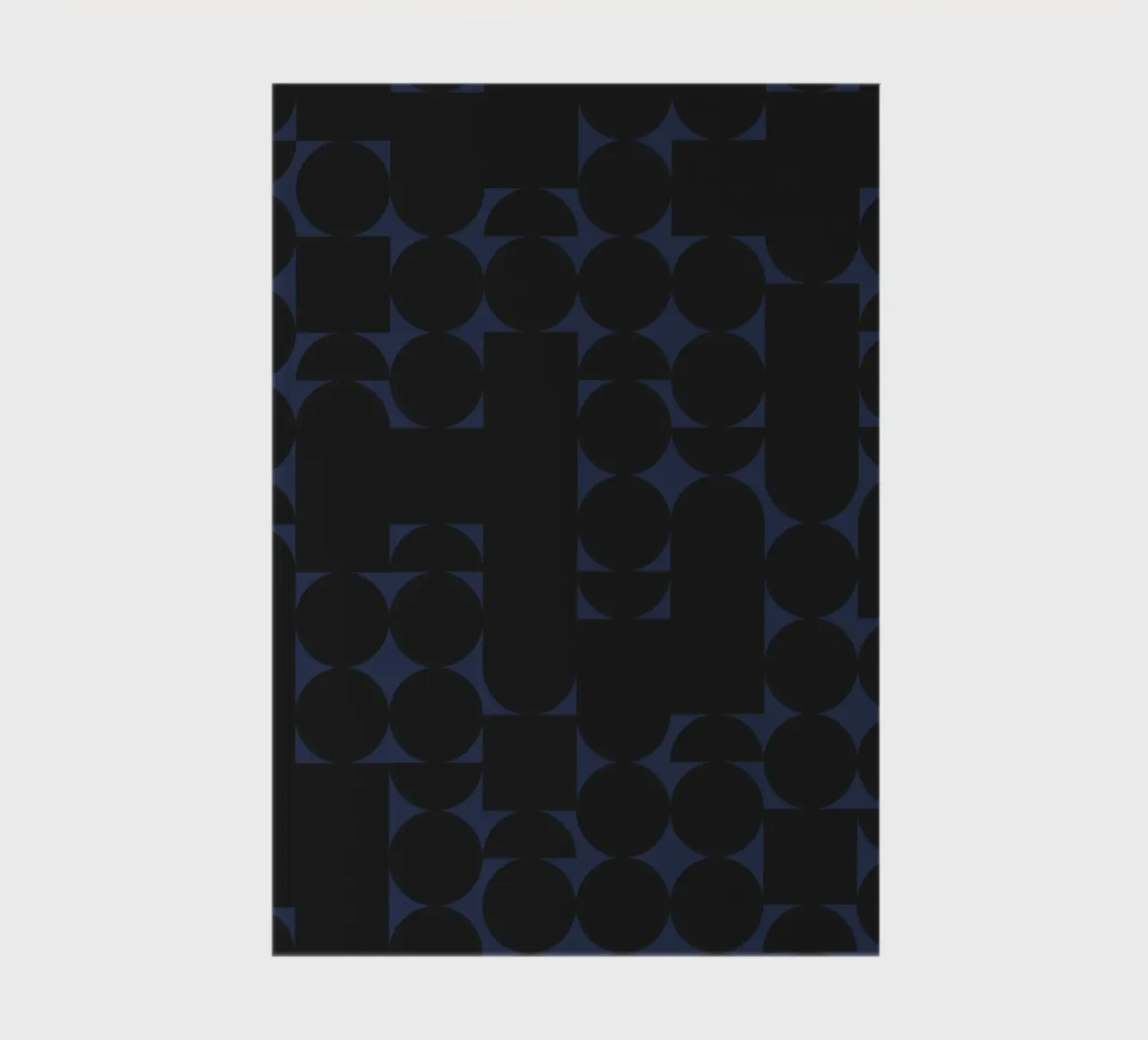 Geometric Black on Navy Modern Art Print notebook by kookiepixel