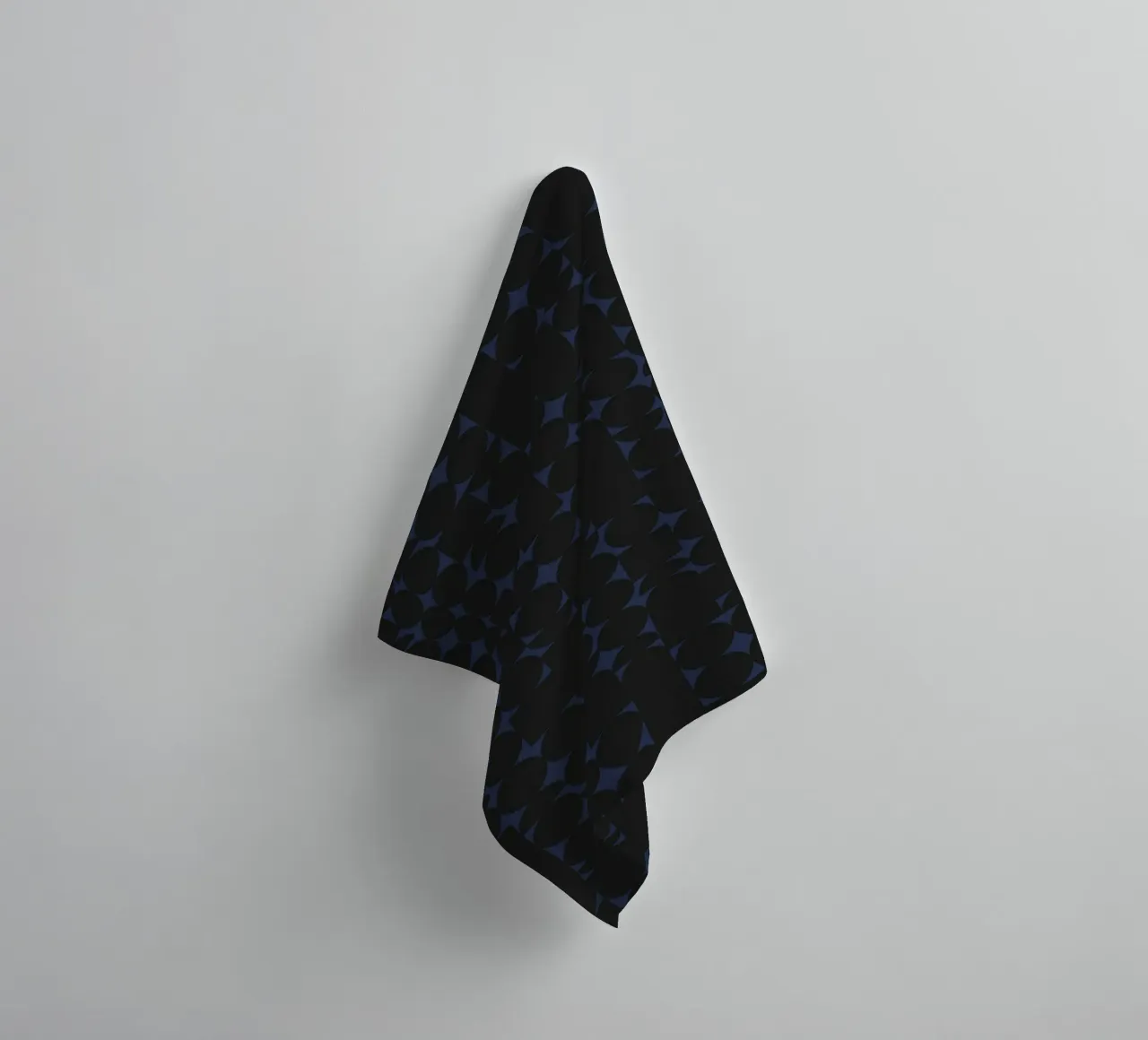 Geometric Black on Navy Modern Art Print towel by kookiepixel