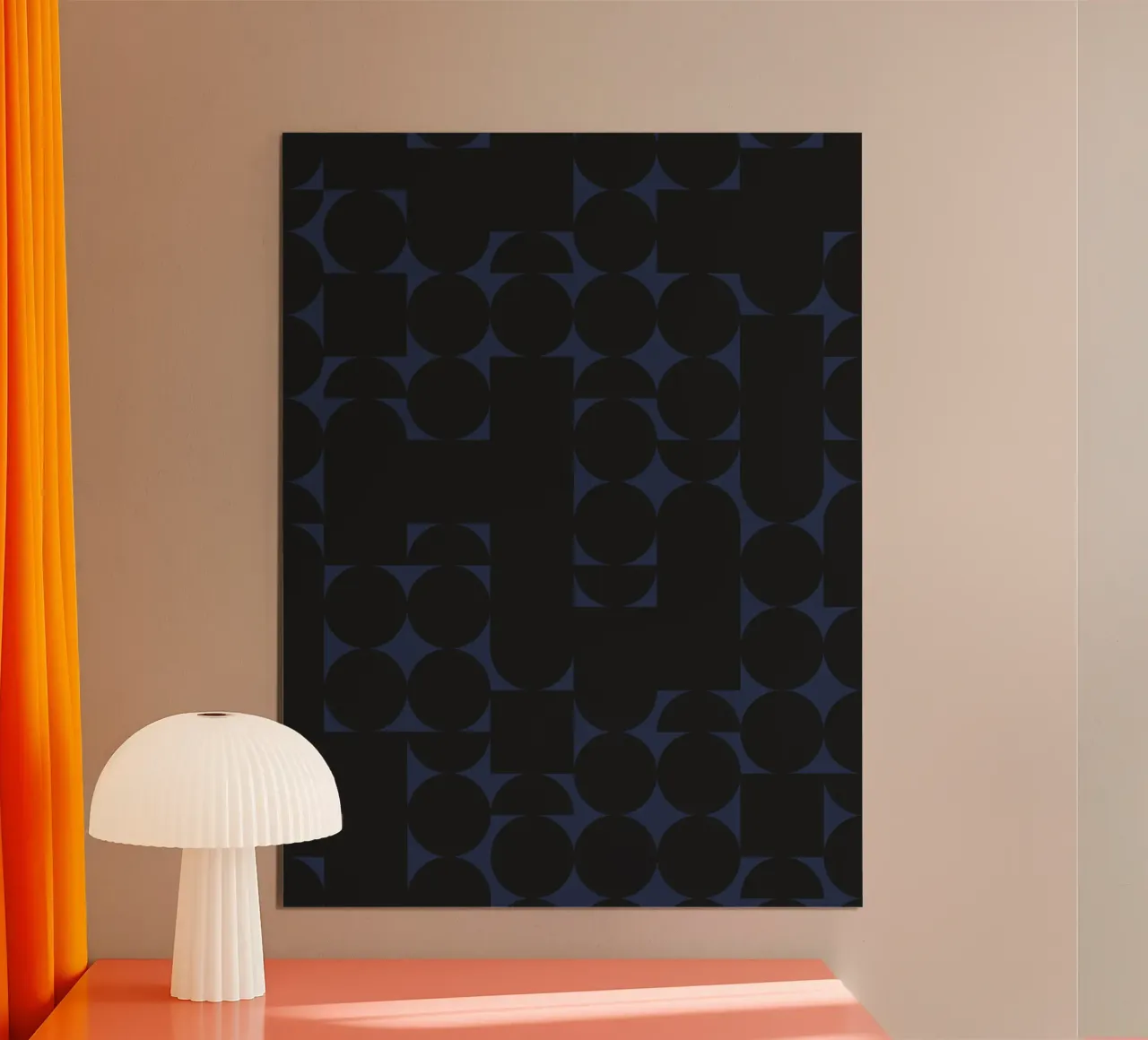 Geometrischer Schwarz auf Marineblau Moderner Kunstdruck Poster von kookiepixel