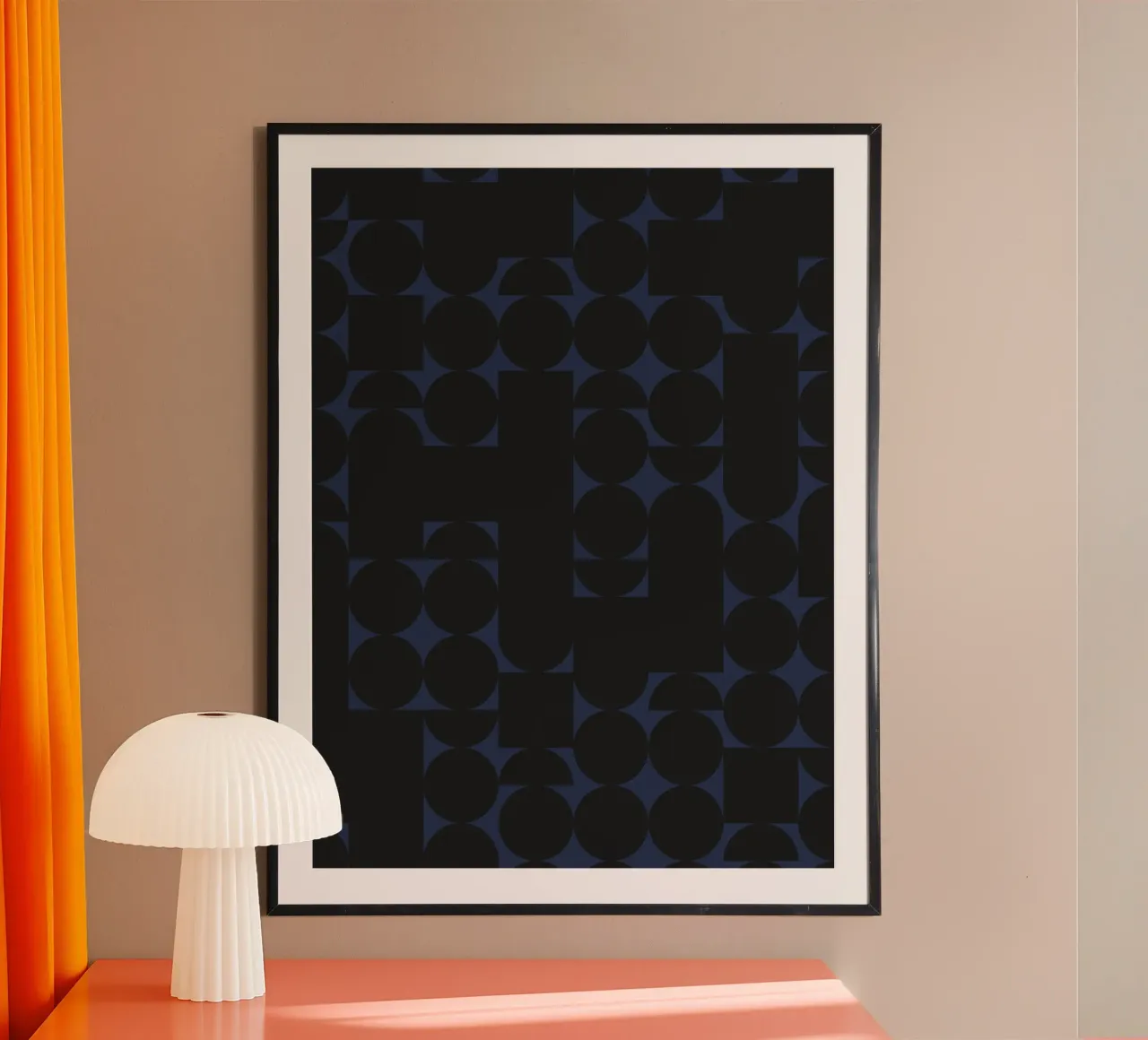 Geometrischer Schwarz auf Marineblau Moderner Kunstdruck Poster von kookiepixel