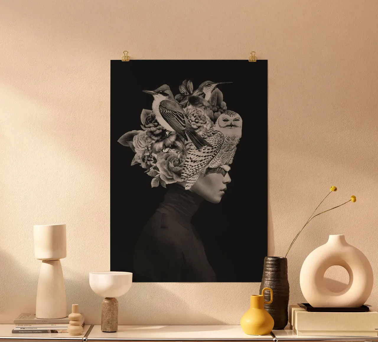 PORTRAIT D'UNE DAME AVEC DES OISEAUX poster de dada22