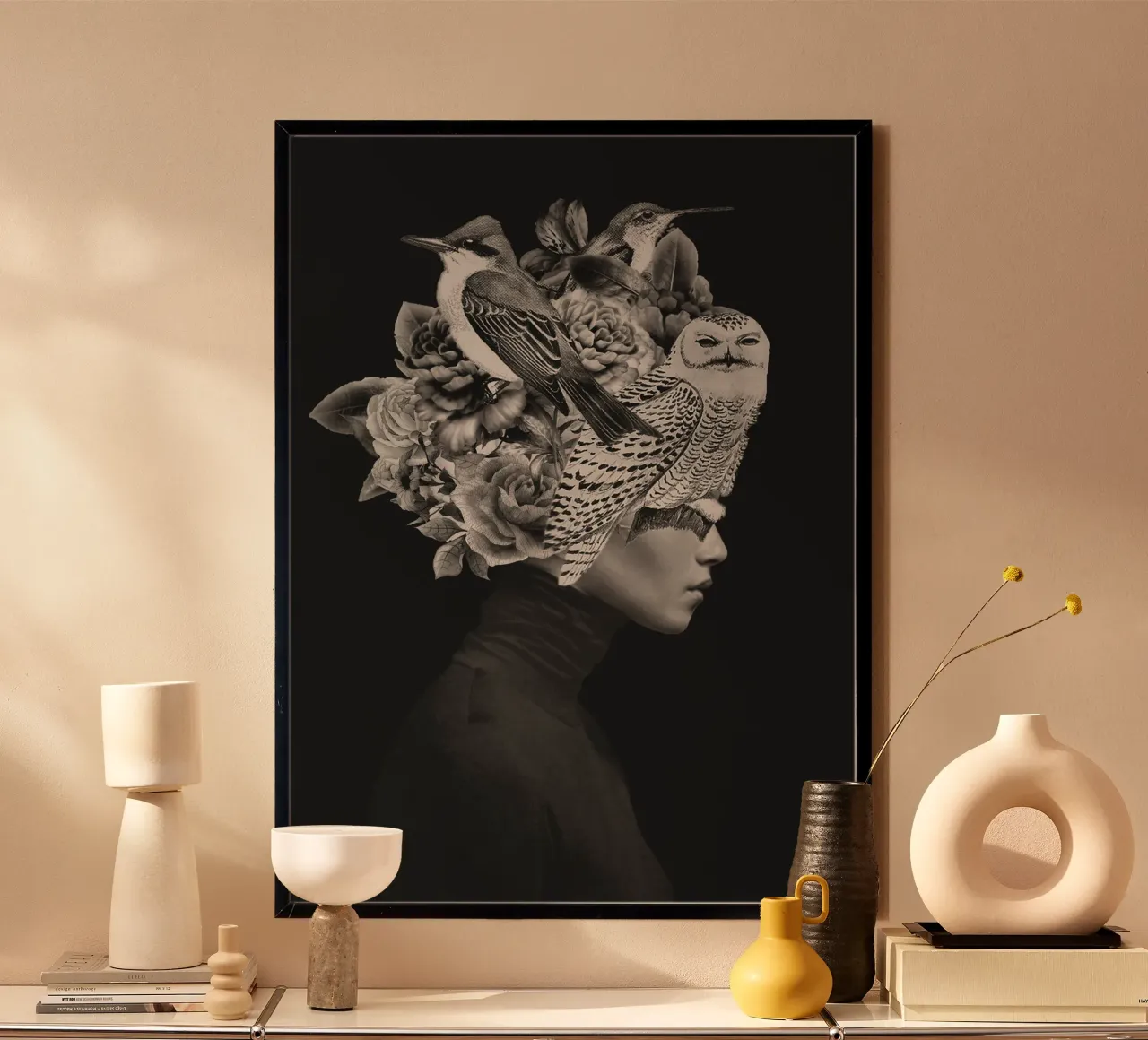 PORTRAIT D'UNE DAME AVEC DES OISEAUX poster de dada22