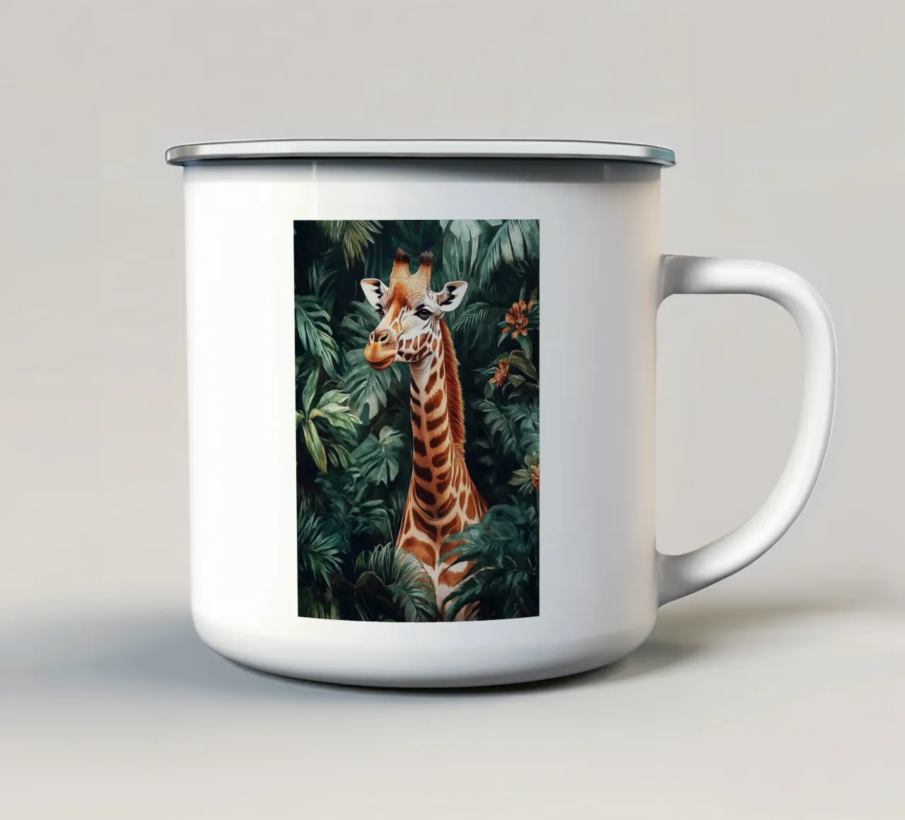 Giraffe Forest Leaves tazza in smalto da Mateo