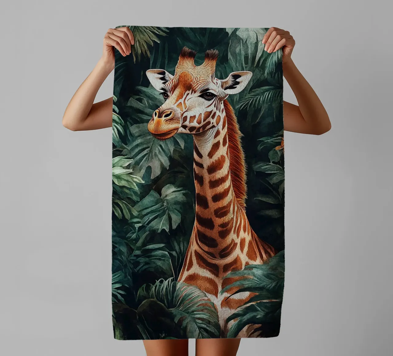 Giraffe Forest Leaves asciugamano da bagno da Mateo