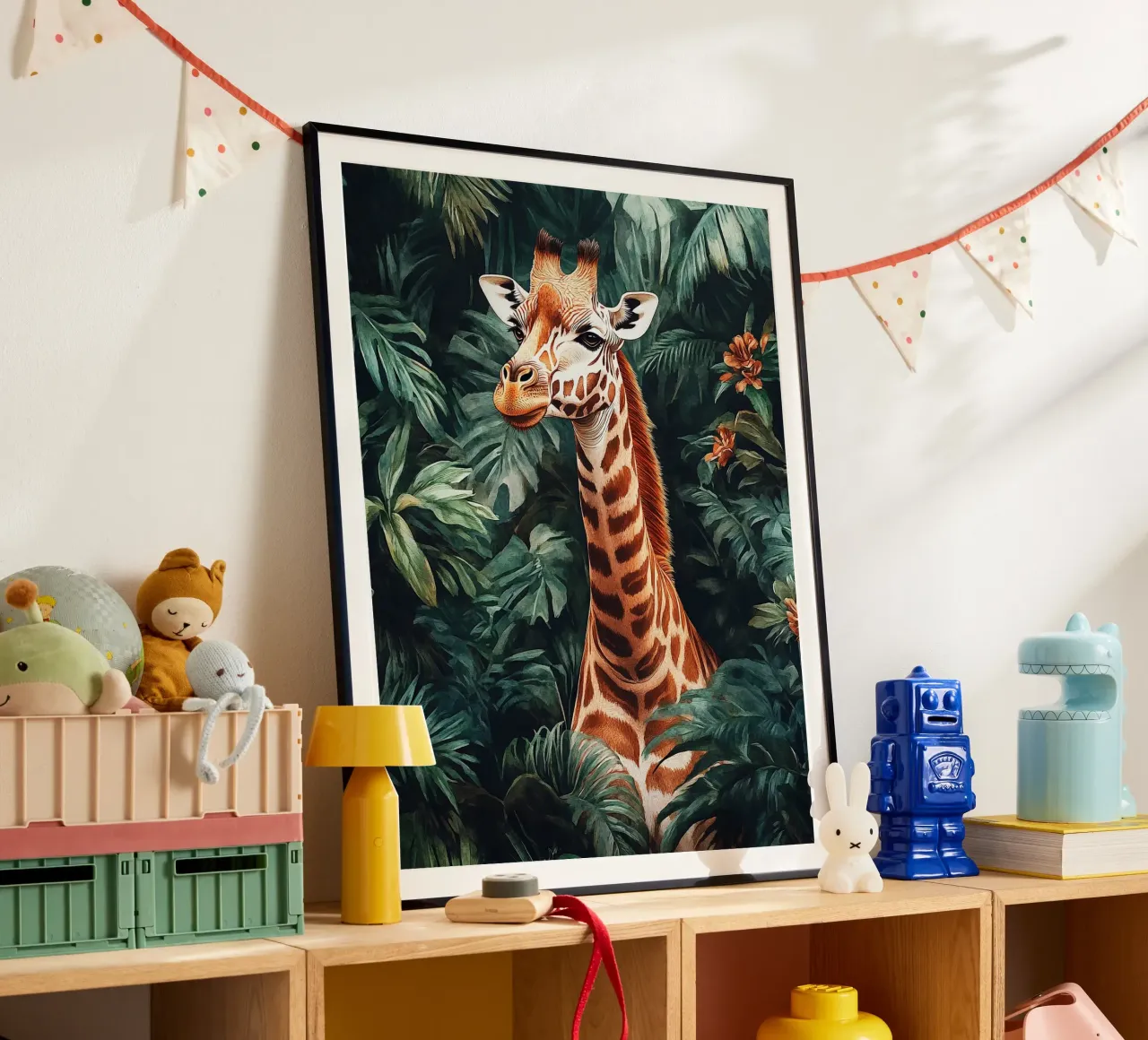 Giraffe Forest Leaves poster da Mateo