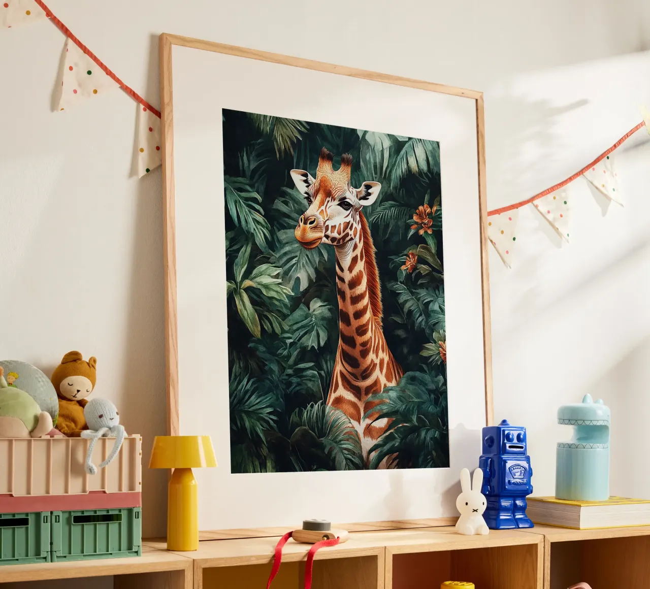 Giraffe Forest Leaves poster da Mateo