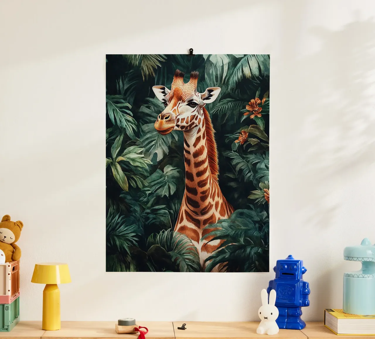 Giraffe Forest Leaves poster da Mateo