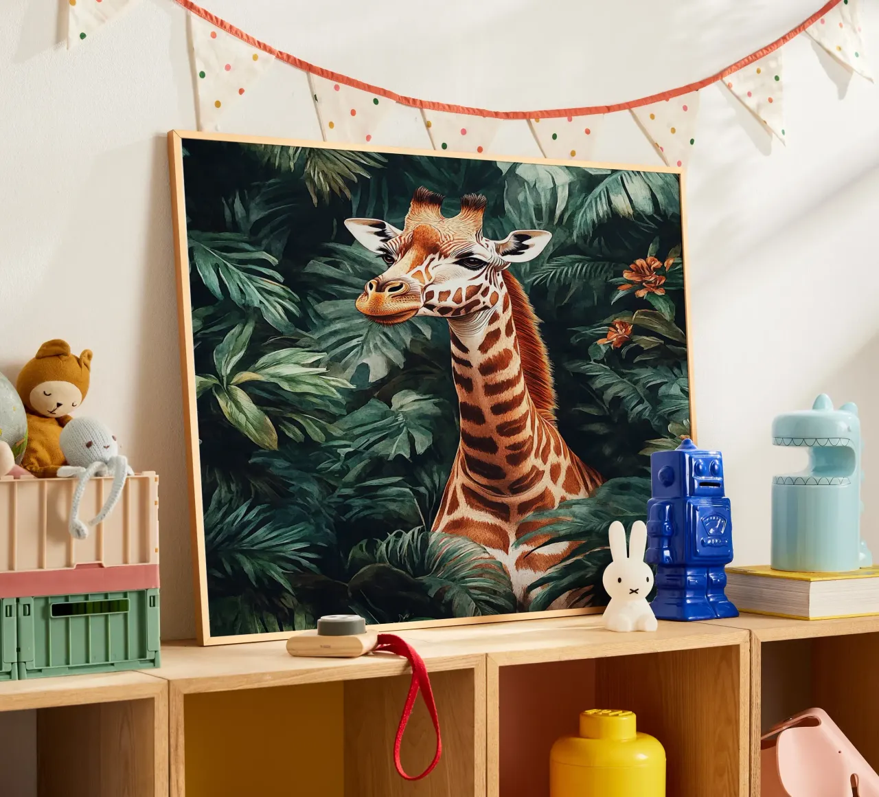 Giraffe Forest Leaves poster da Mateo