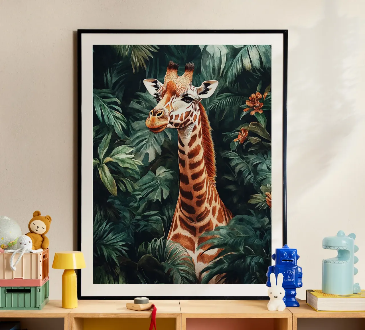 Giraffe Forest Leaves poster da Mateo