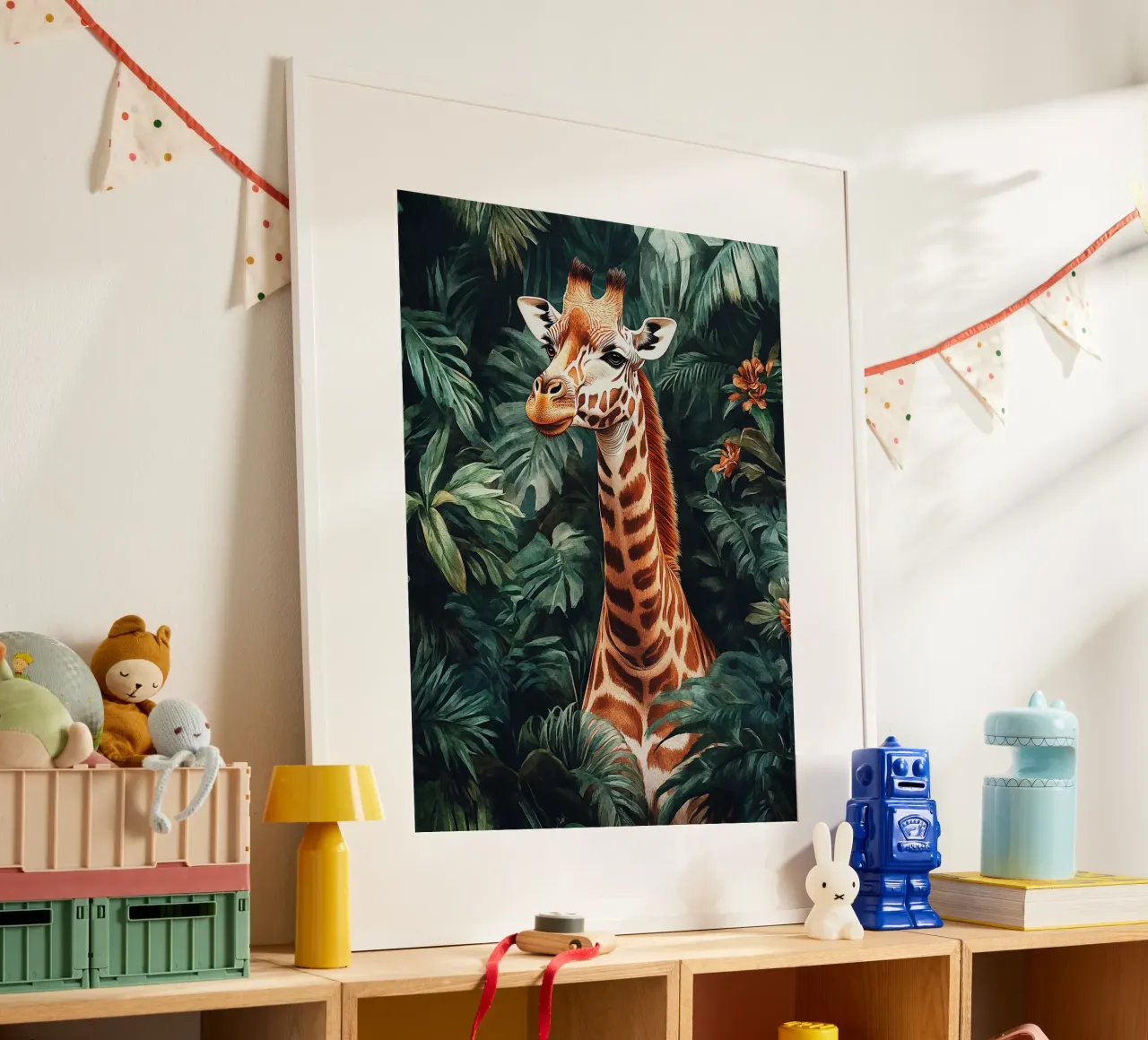 Giraffe Forest Leaves poster da Mateo
