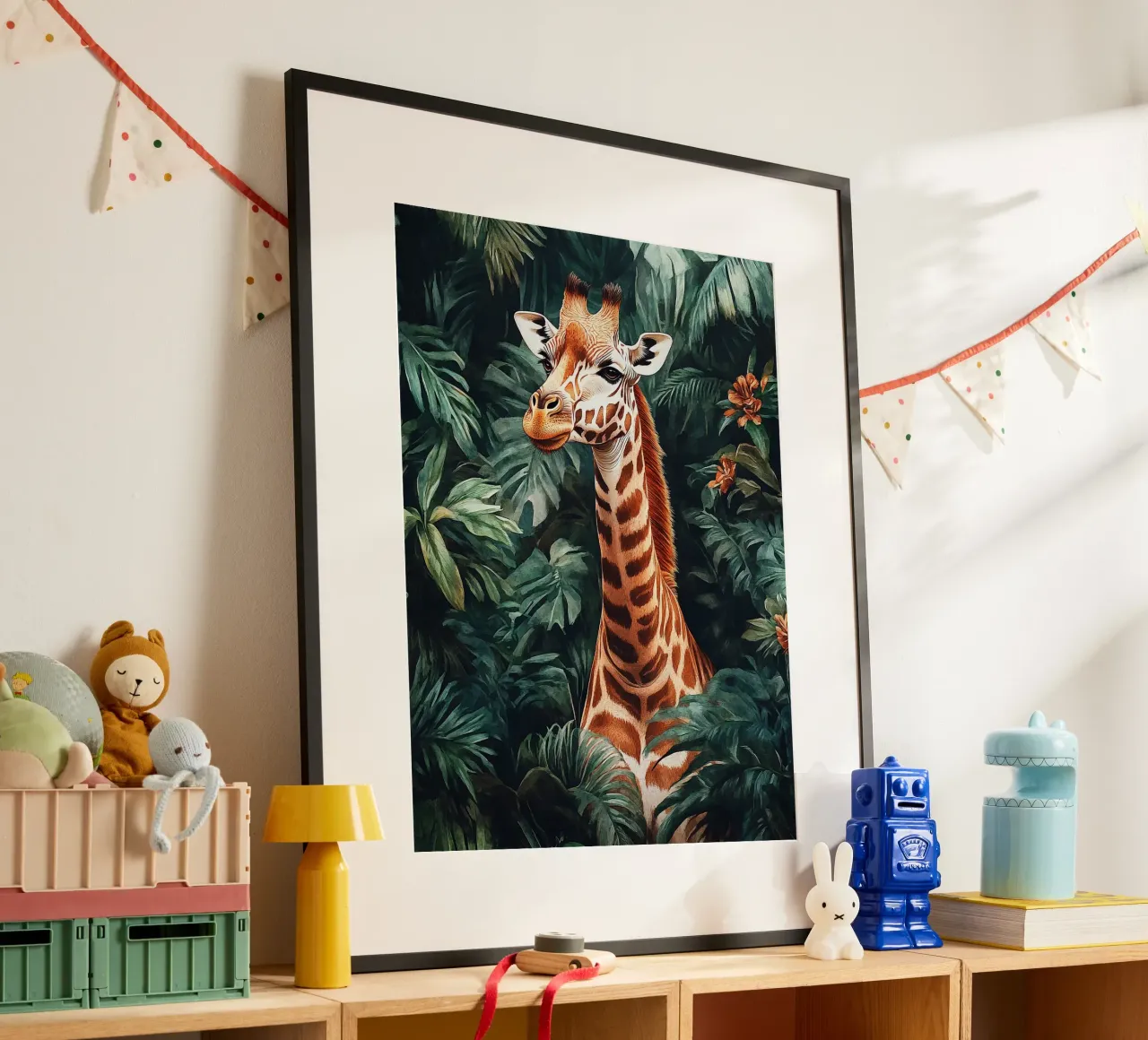 Giraffe Forest Leaves poster da Mateo