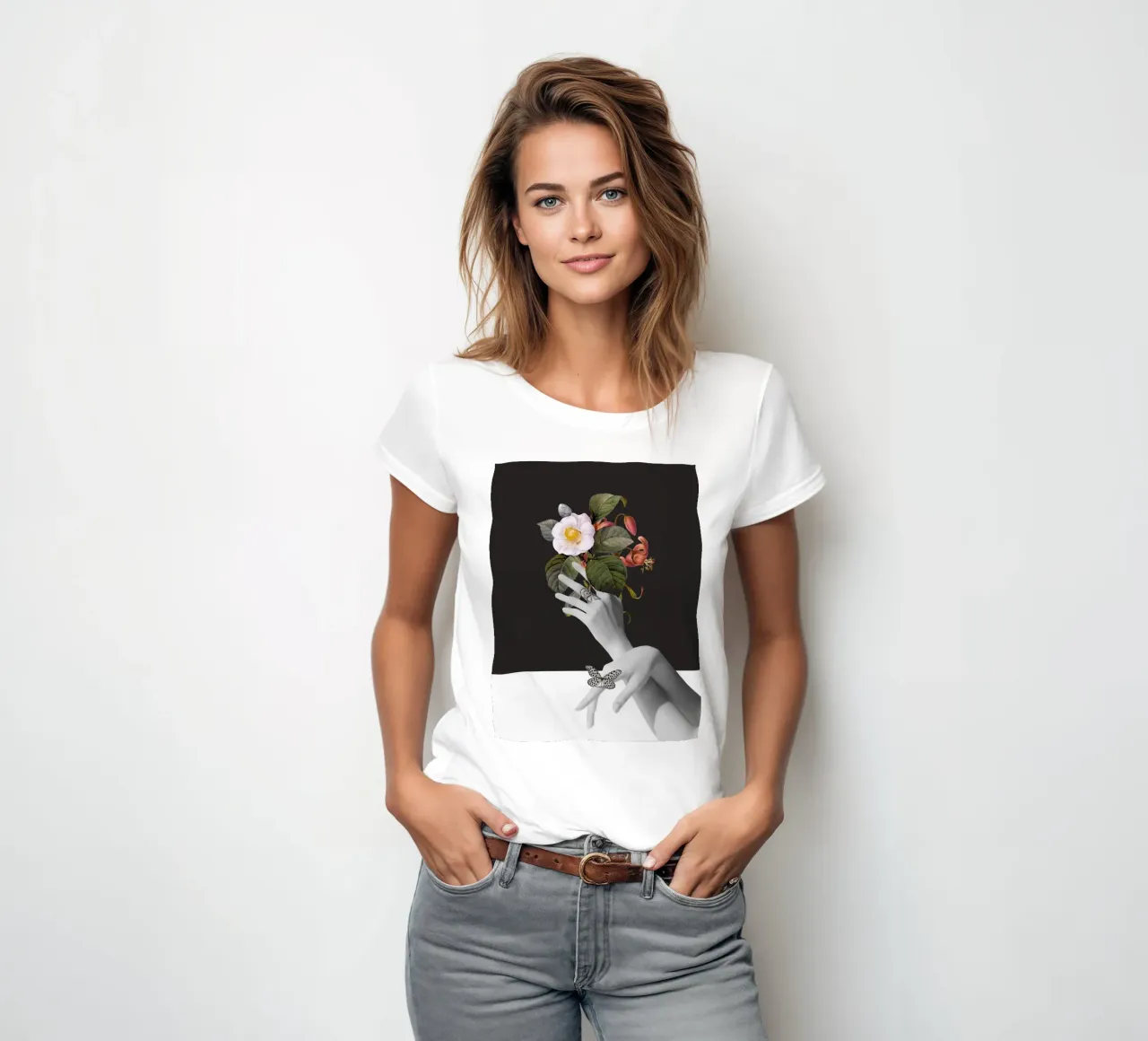 Mani con fiori t-shirt da donna da dada22