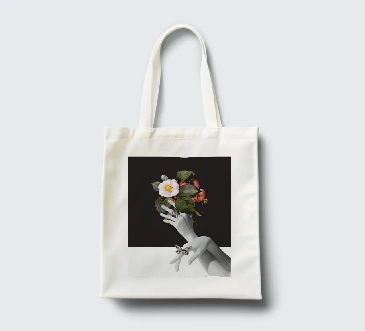 Mani con fiori borsa in juta da dada22