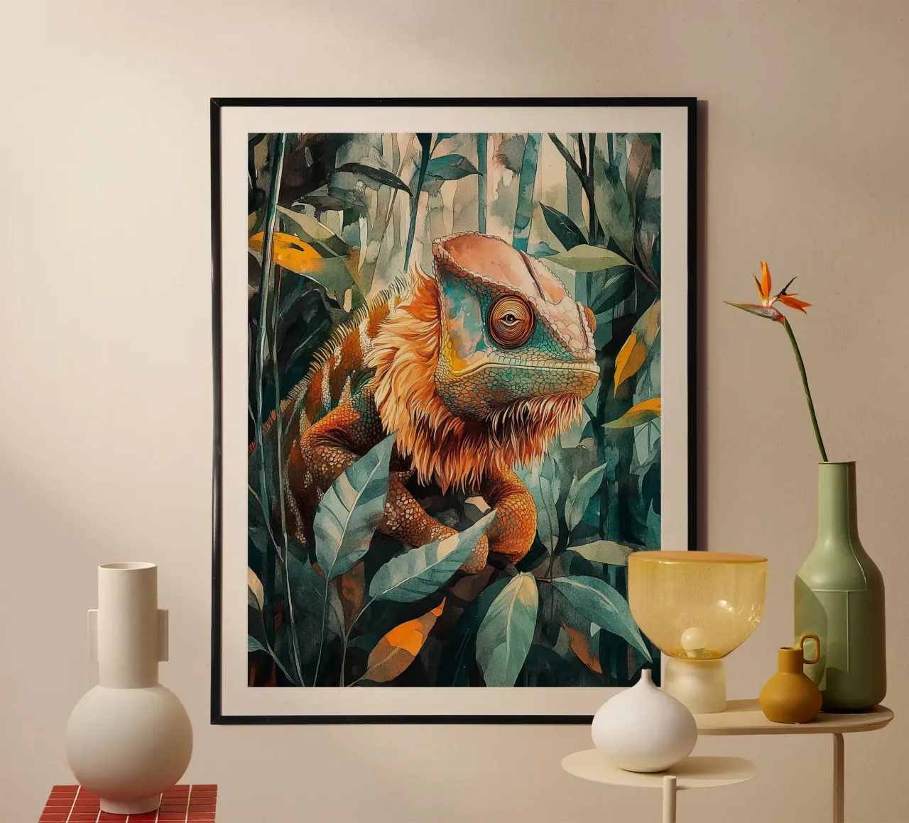 Chameleon Forest Leaves poster da Mateo