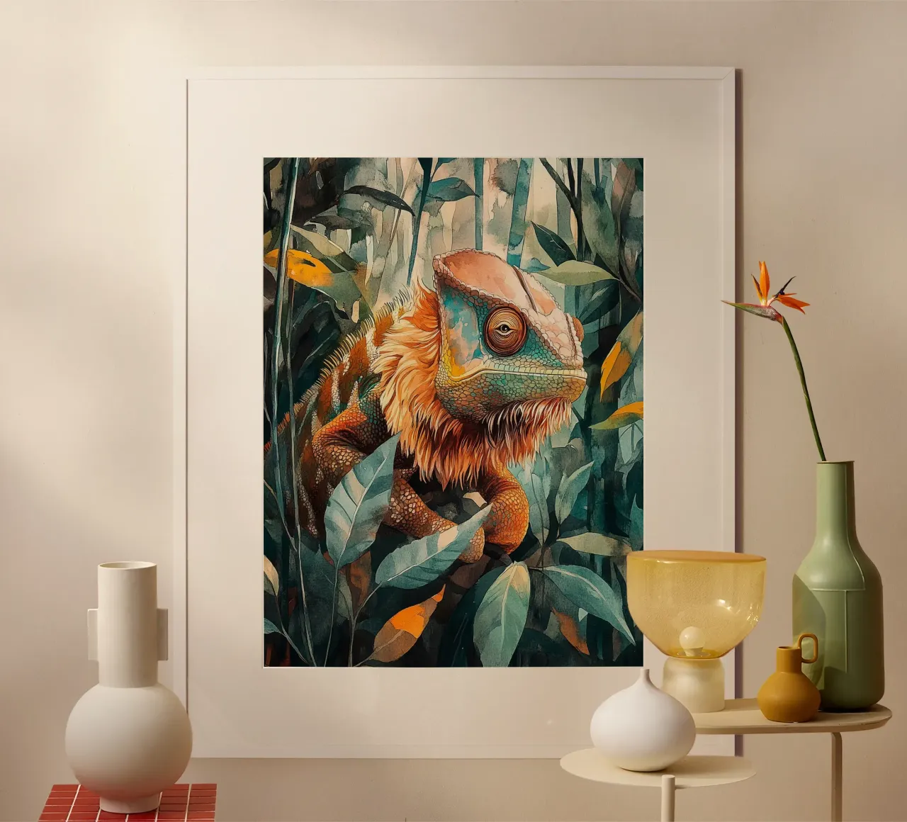 Chameleon Forest Leaves poster da Mateo