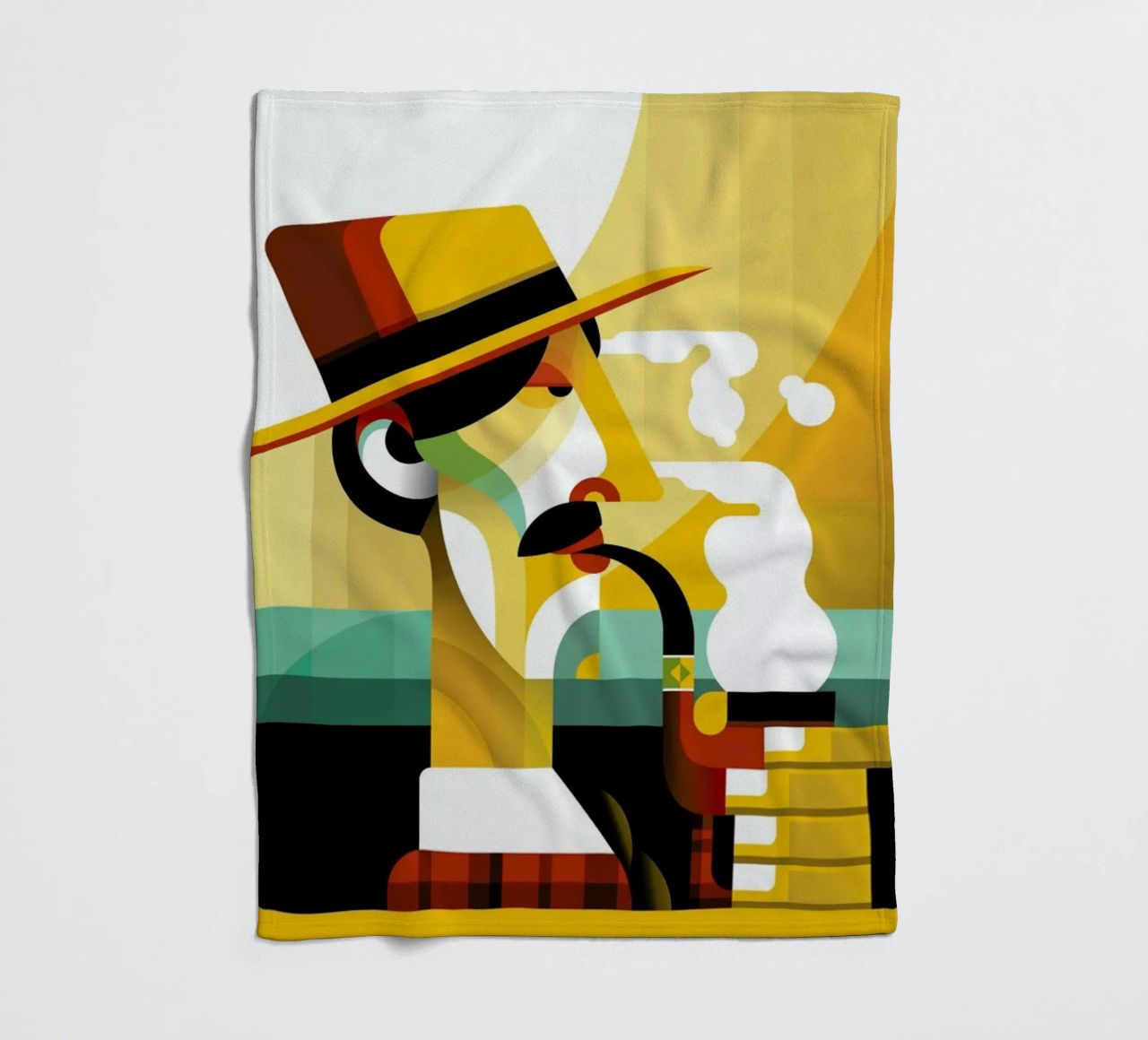 A man with a pipe fleecedeken van Oscar Odd Diodoro