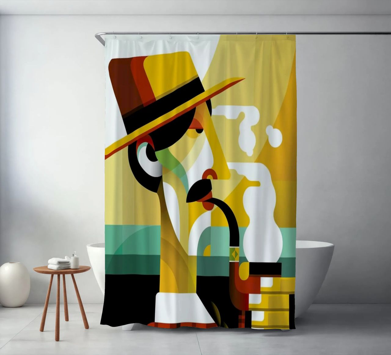 A man with a pipe douchegordijn van Oscar Odd Diodoro