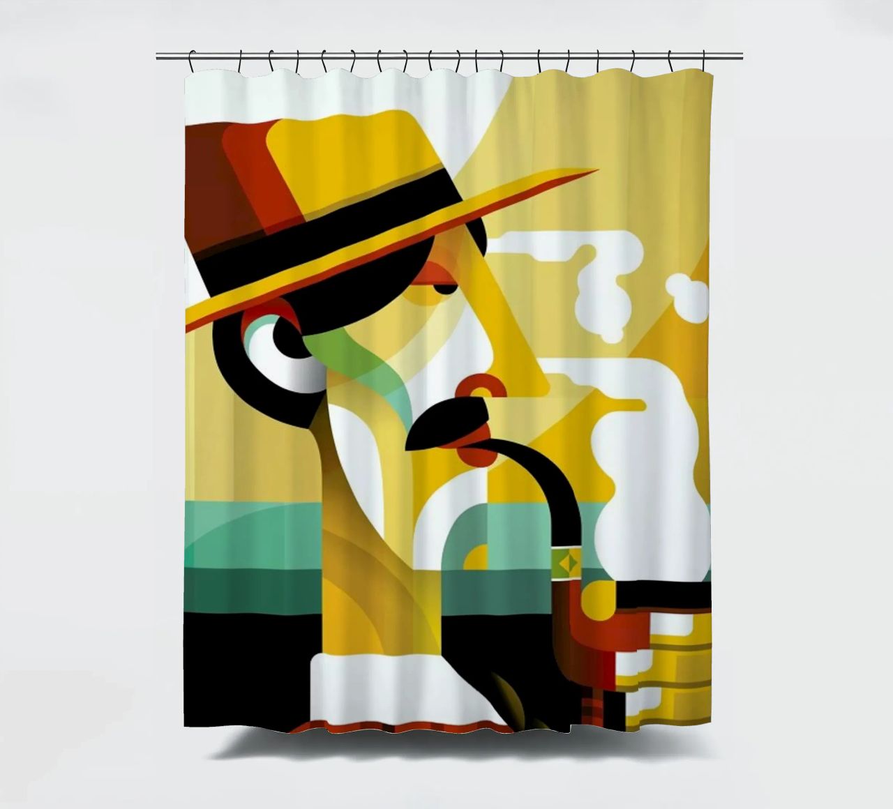 A man with a pipe douchegordijn van Oscar Odd Diodoro