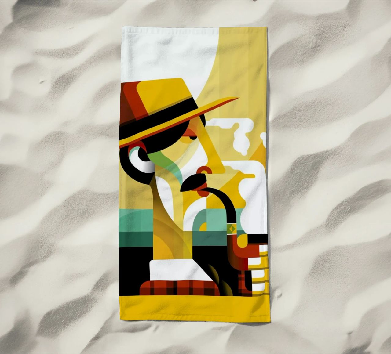 A man with a pipe strandhanddoek van Oscar Odd Diodoro