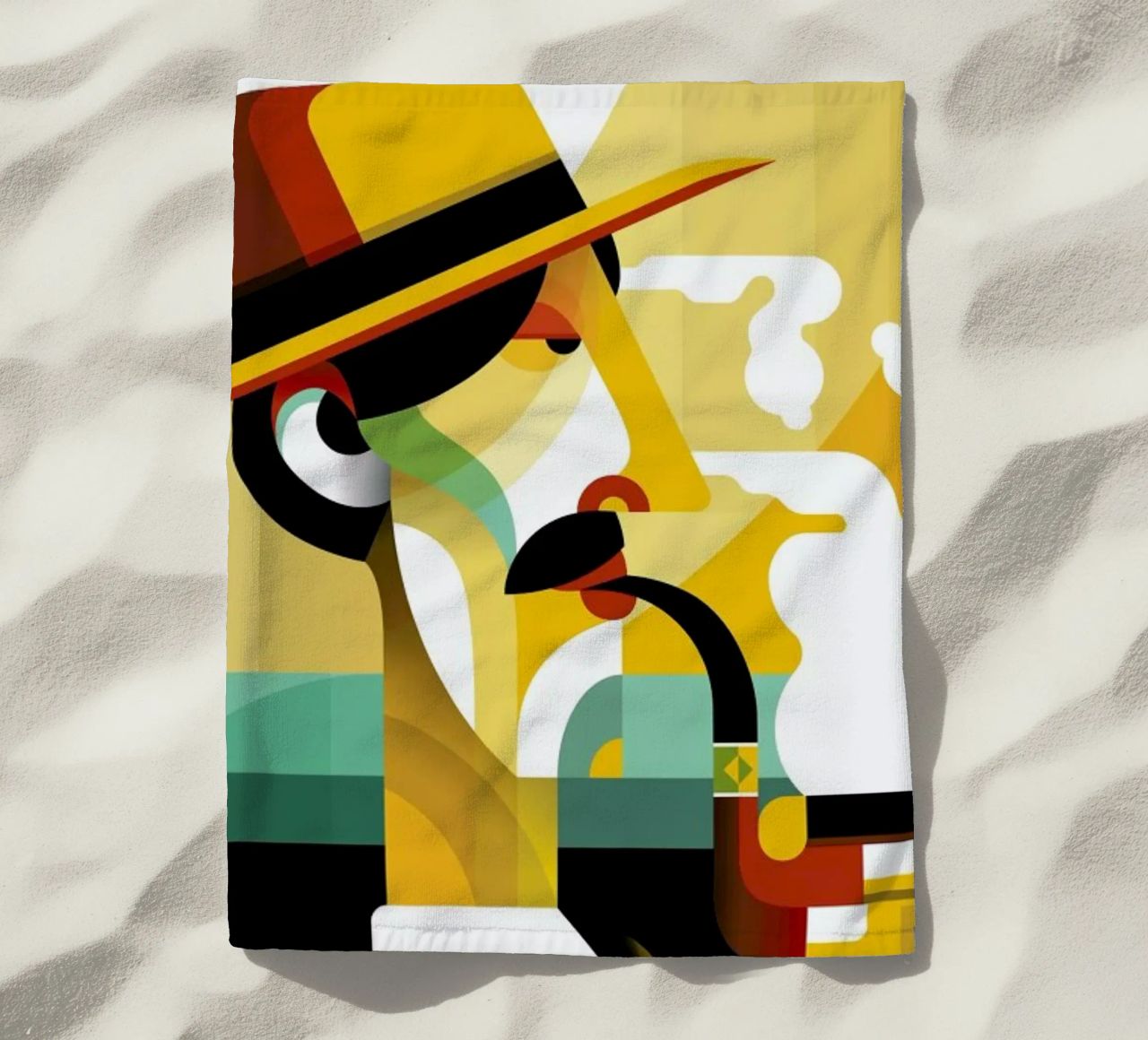 A man with a pipe strandhanddoek van Oscar Odd Diodoro
