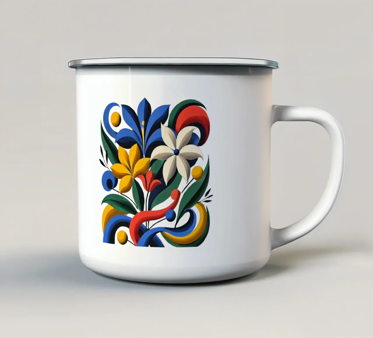 Dynamic Botanical Harmony enamel mug by Organic Aesthetics