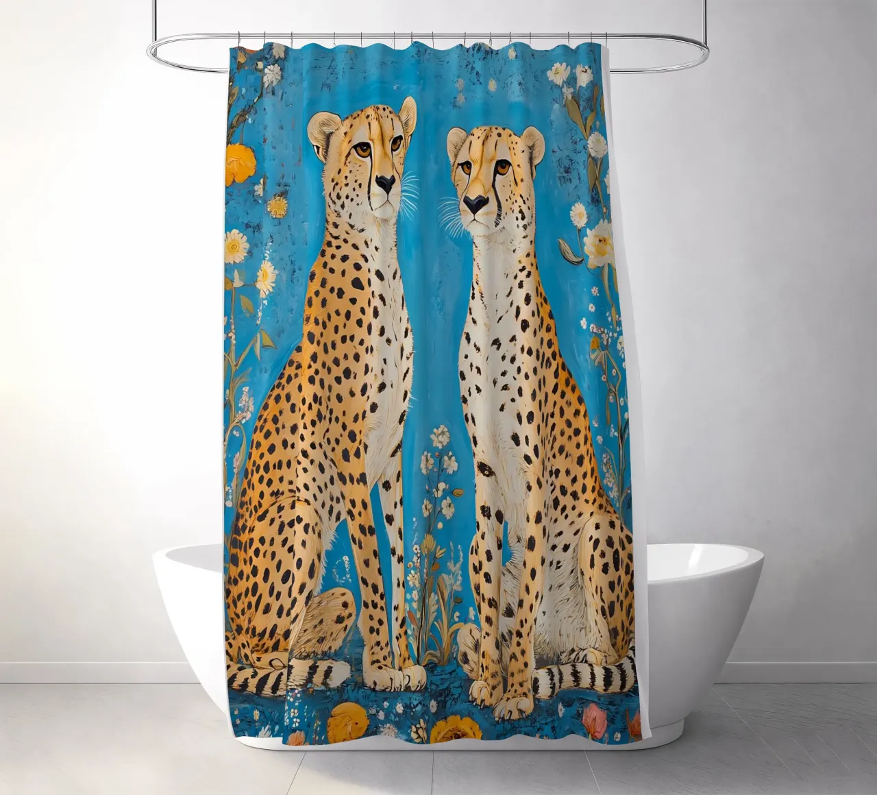 Two Cheetahs shower curtain by IamHomeStudio