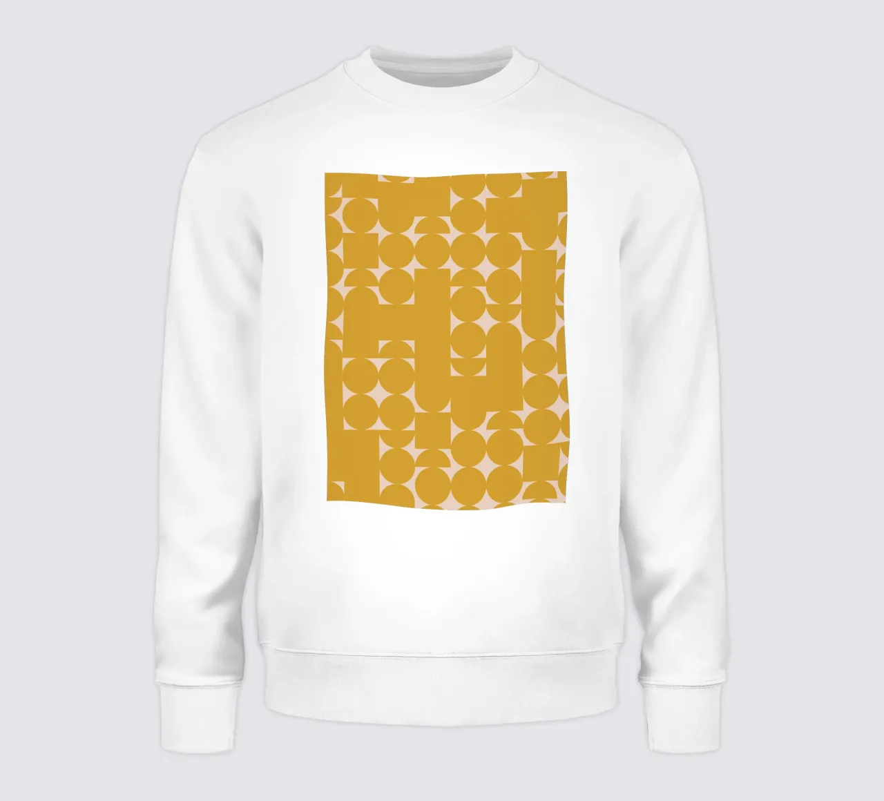 Impresión artística geométrica en amarillo mostaza y melocotón sudadera de kookiepixel