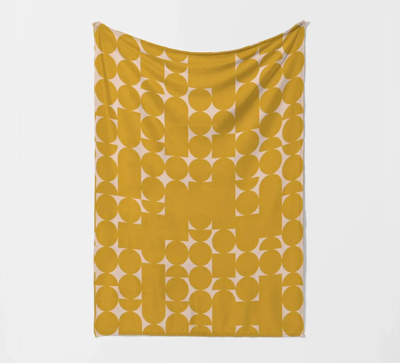 Impression d'art géométrique jaune moutarde et pêche plaid polaire de kookiepixel