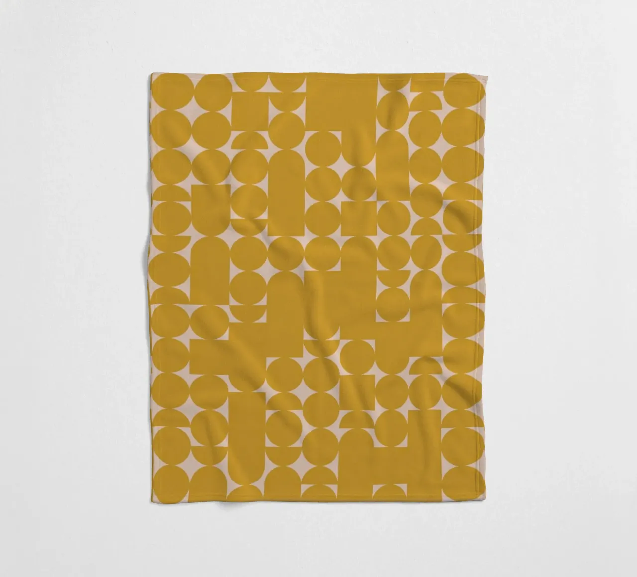 Impression d'art géométrique jaune moutarde et pêche plaid polaire de kookiepixel
