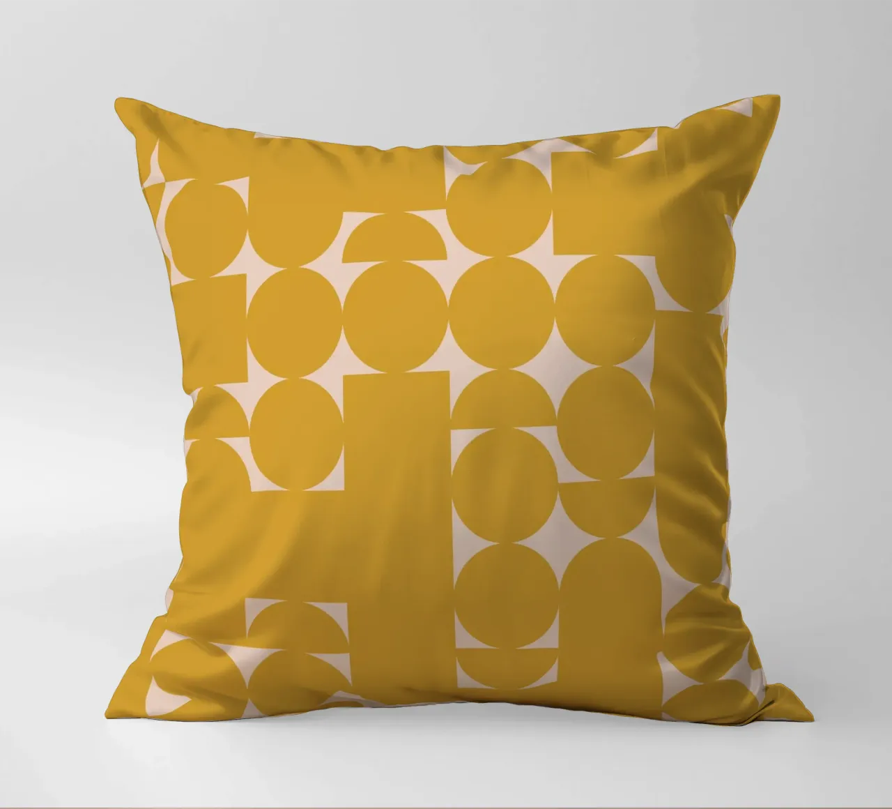 Mustard Yellow and Peach Geometric Art Print decorative cushion by kookiepixel
