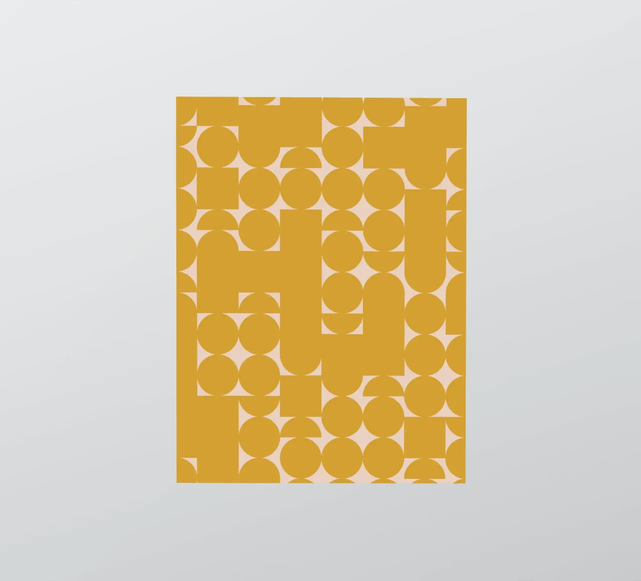 Impression d'art géométrique jaune moutarde et pêche autocollant de kookiepixel