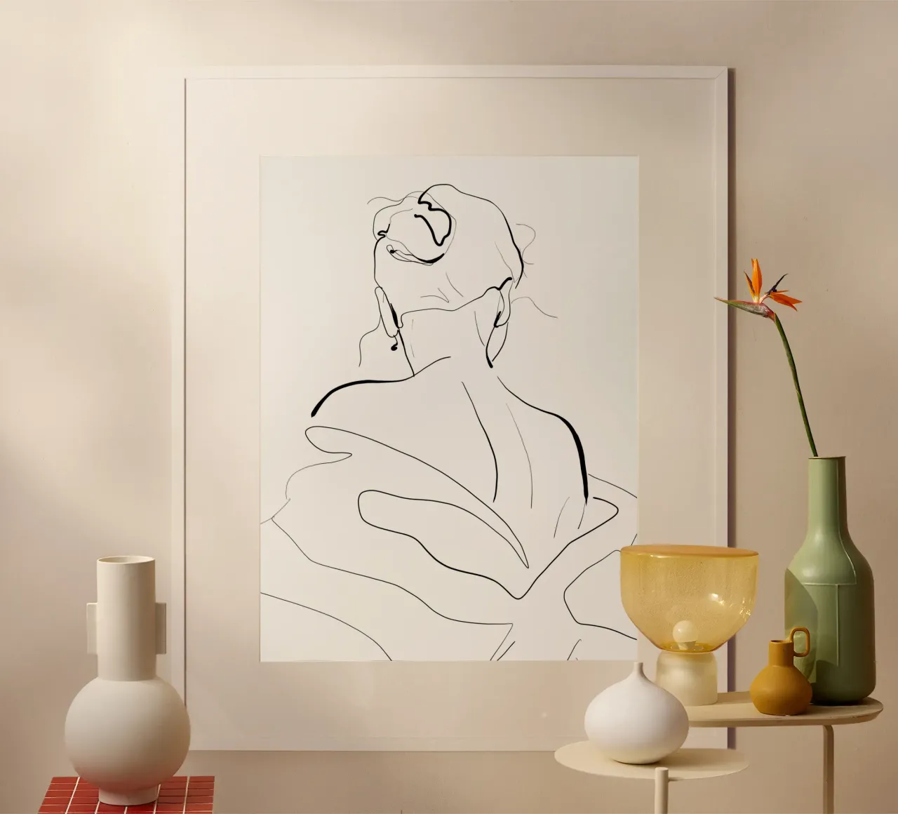 Arte della linea donna poster con telaio in legno da dada22