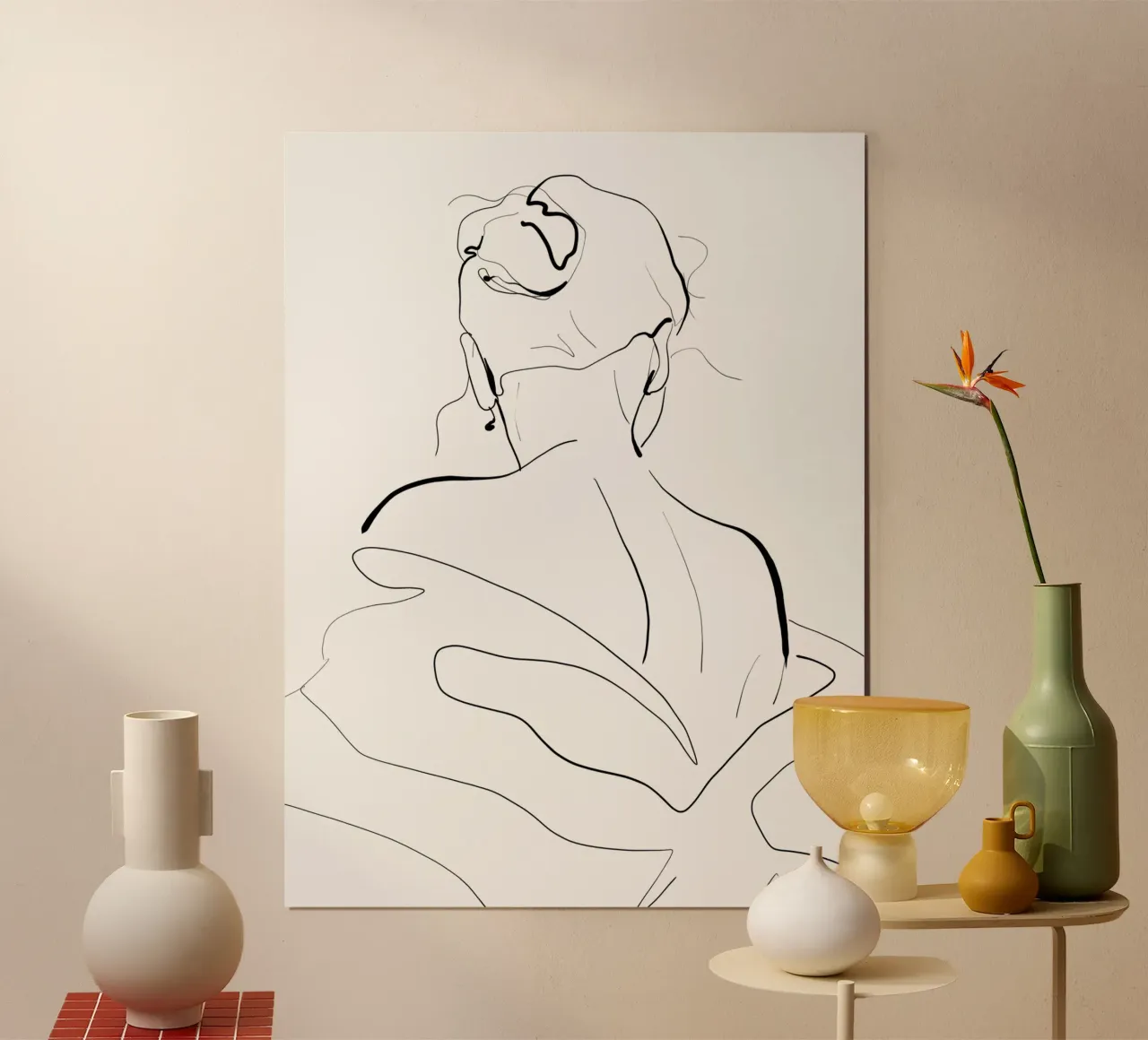 Arte della linea donna poster con telaio in legno da dada22
