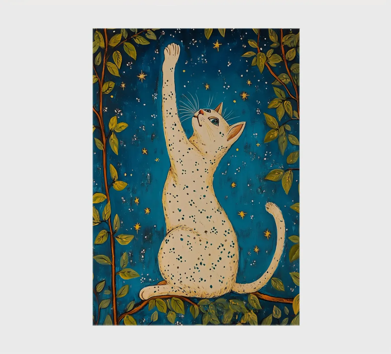 White Cat and Stars notebook by IamHomeStudio