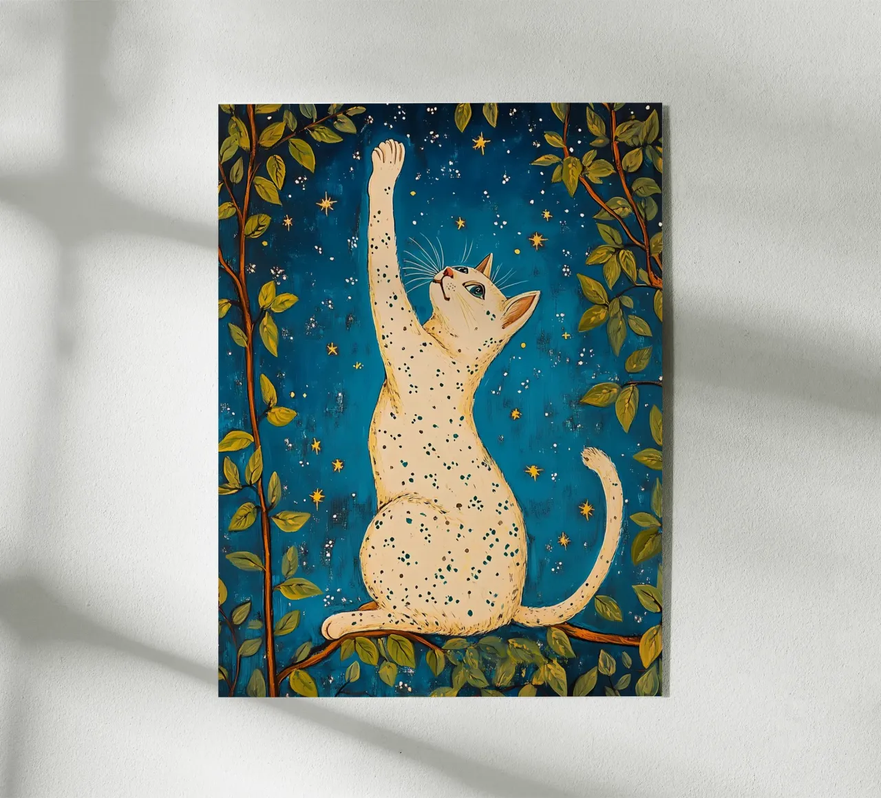 Weiße Katze und Sterne Acryl-Glas von IamHomeStudio