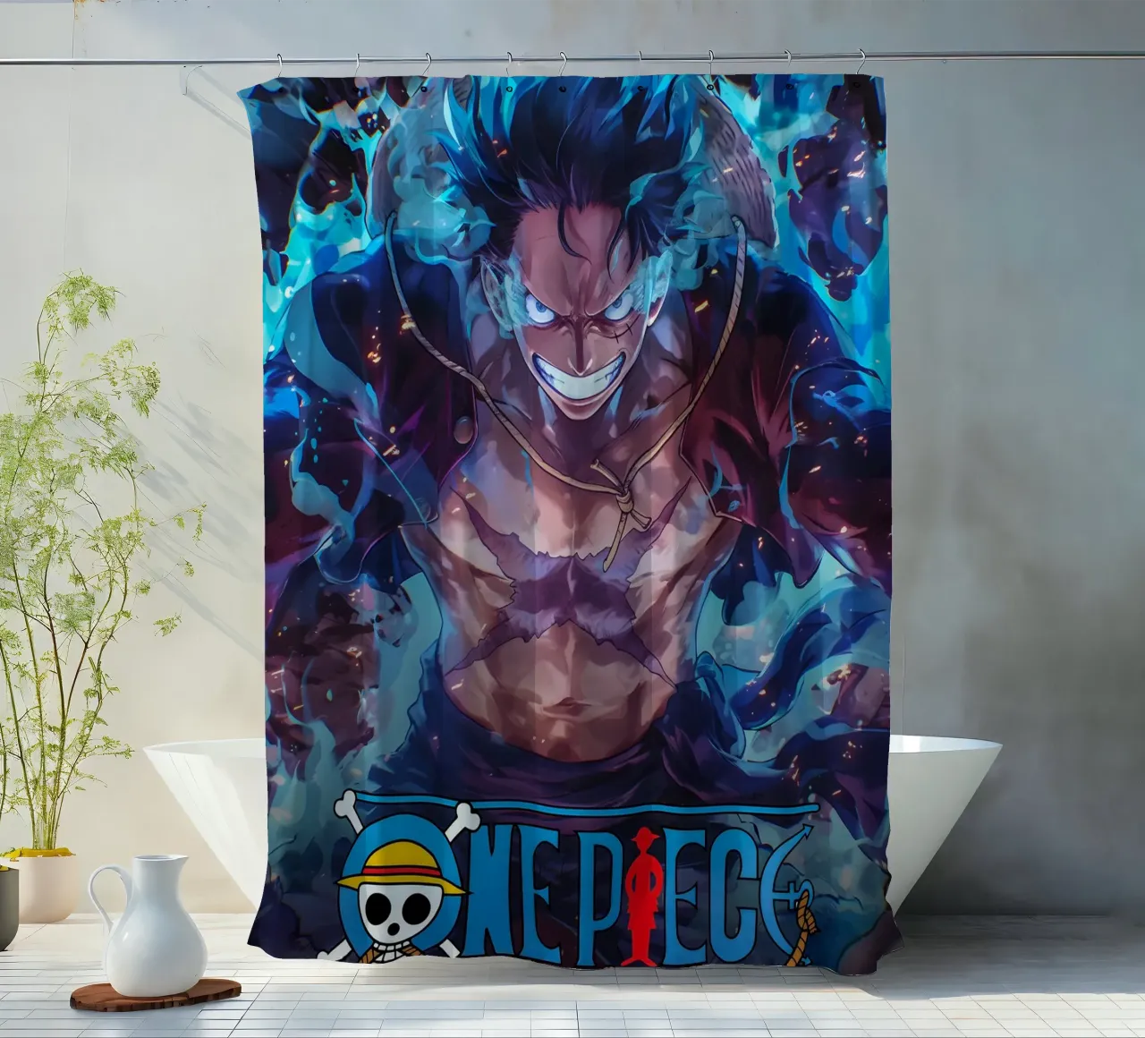 Luffy Gear 5 shower curtain by CreativeStudio
