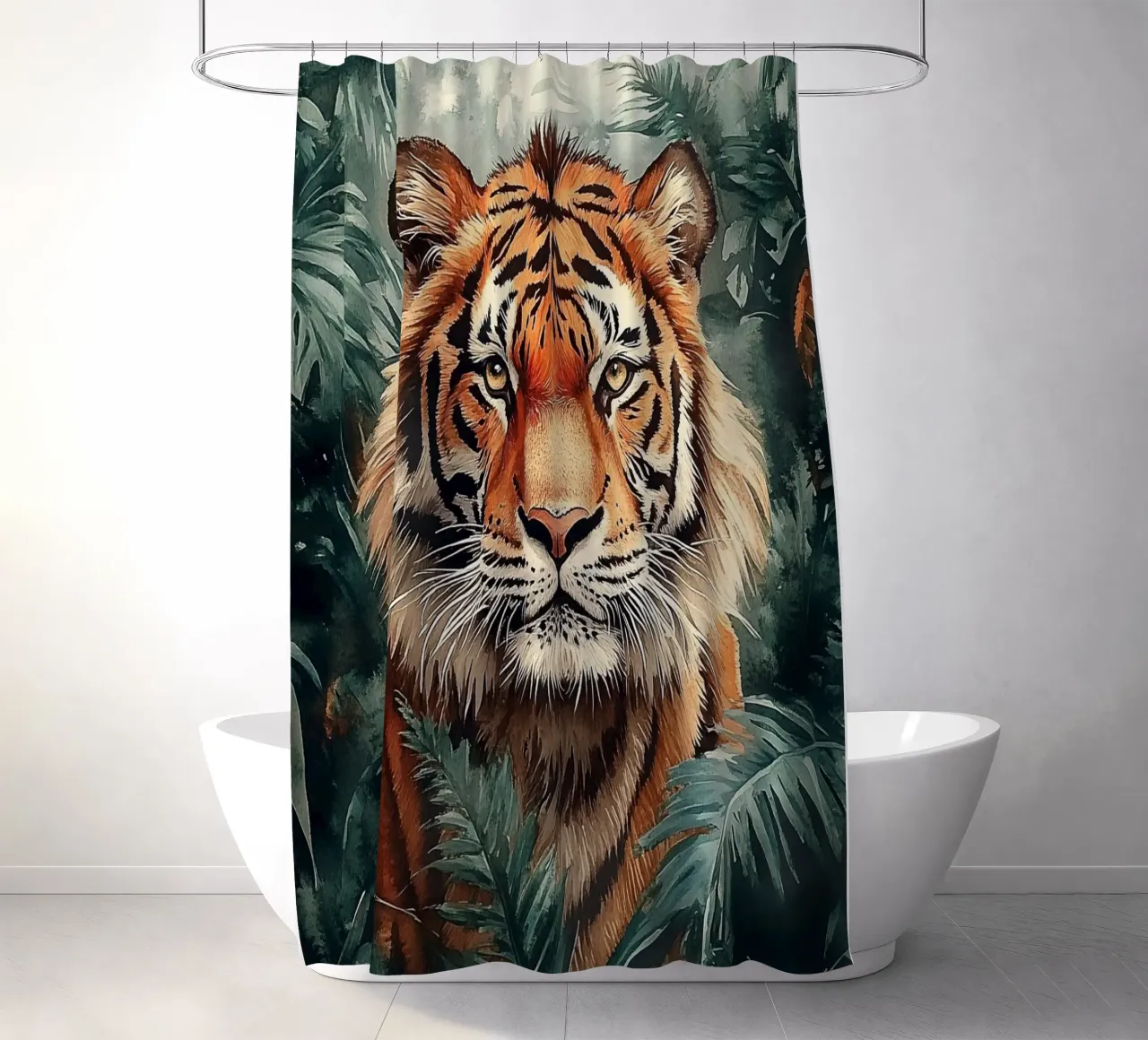 Tiger Forest Leaves 2 shower curtain by Mateo