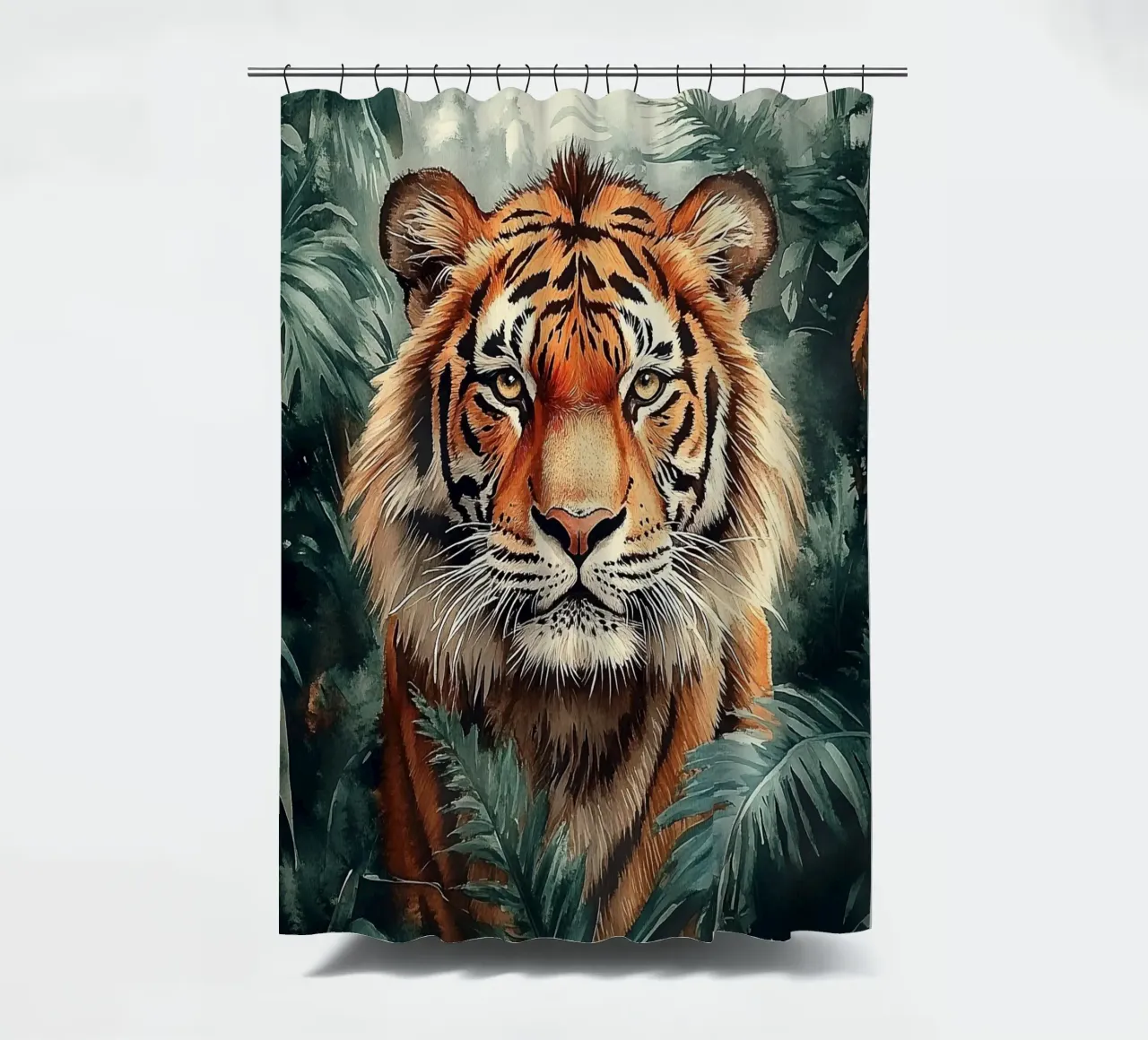 Tiger Forest Leaves 2 shower curtain by Mateo