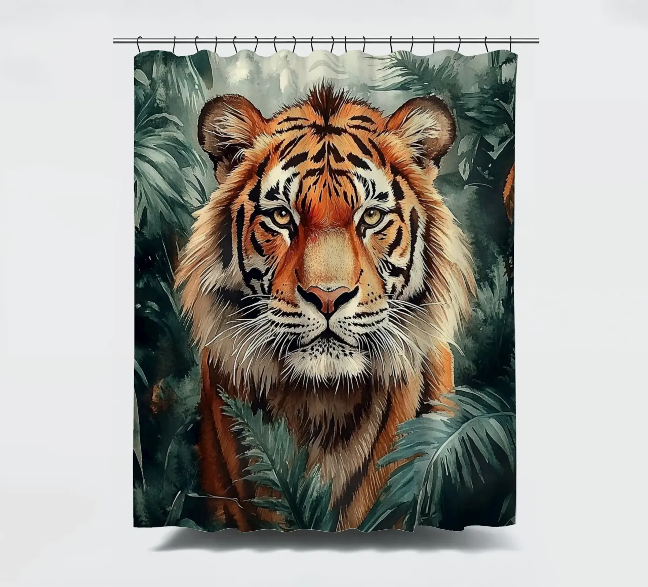 Tiger Forest Leaves 2 shower curtain by Mateo