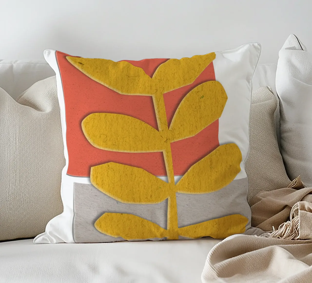 yellow leaf-like cuscino da ramosashop