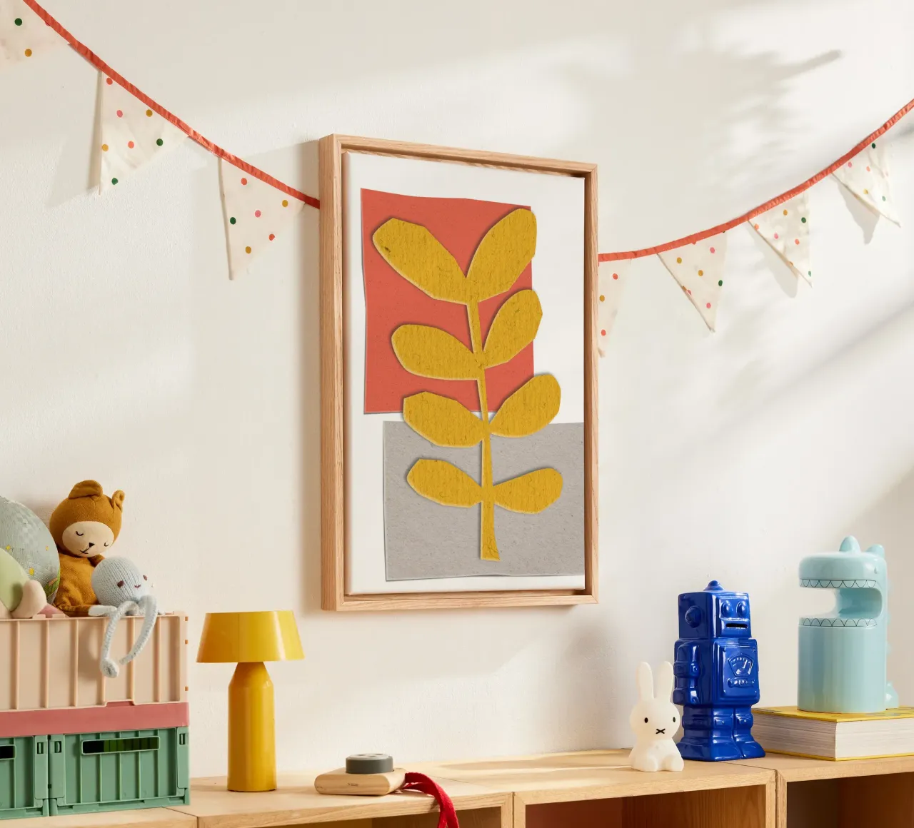 yellow leaf-like tela con Cornice a cassetta da ramosashop