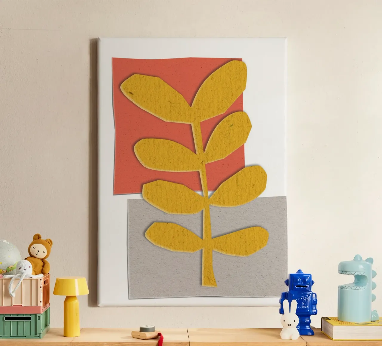 yellow leaf-like tela con Cornice a cassetta da ramosashop